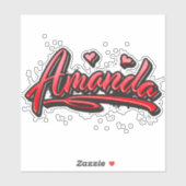 Amanda red Heart Graffiti Aufkleber Sticker (Blatt)