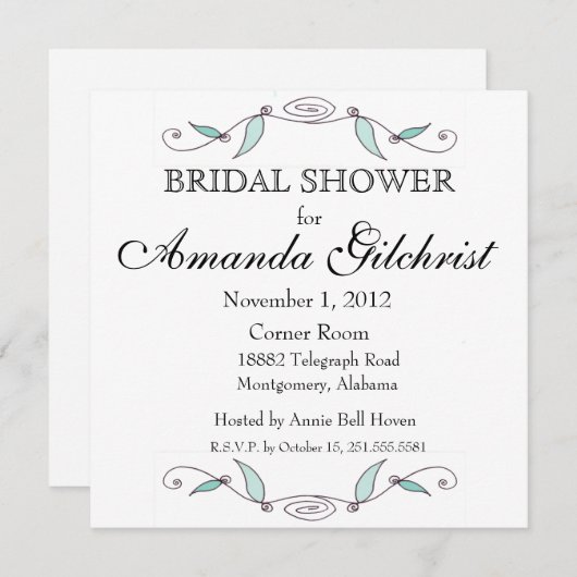 Amanda und Joseph - Square Brautparty Einladung (Vorne/Hinten)