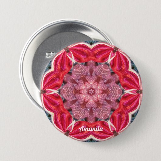 AMANDA ~ White Pink Green BLING Button (Vorne & Hinten)