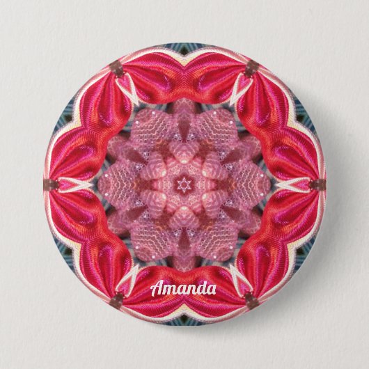 AMANDA ~ White Pink Green BLING Button (Vorderseite)