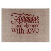 Amanda's Küche alles Essen mit Liebe gezackt Schneidebrett (Vorderseite)