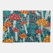 Amanita Magic Mushroom Fern Forest Pattern Geschirrtuch (Horizontal)