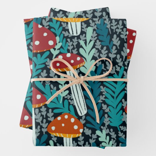 Amanita Magic Mushroom Fern Muster Geschenk Geschenkpapier Set (Beispiel)