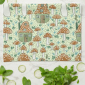 Amanita Magical Mushroom Village Niedliche Illustr Geschirrtuch (Gefaltet)