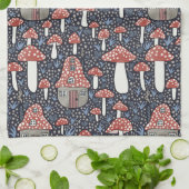 Amanita Magical Mushroom Village Niedliche Illustr Geschirrtuch (Gefaltet)