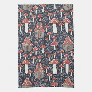 Amanita Magical Mushroom Village Niedliche Illustr Geschirrtuch