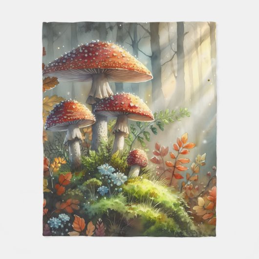 Amanita Mushroom Magic Forest Landschaft Fungi Fleecedecke (Vorderseite)
