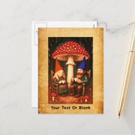 Amanita Mushroom und Gnomes Feiertagspostkarte