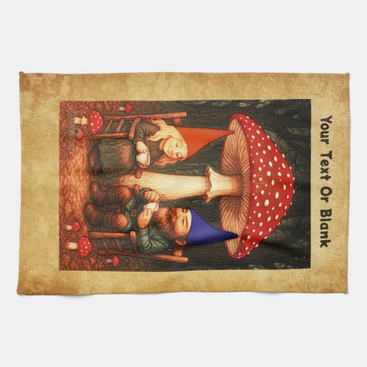 Amanita Mushroom und Gnomes Geschirrtuch (Horizontal)