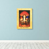 Amanita Mushroom und Gnomes Leinwanddruck (Insitu (Holzboden))