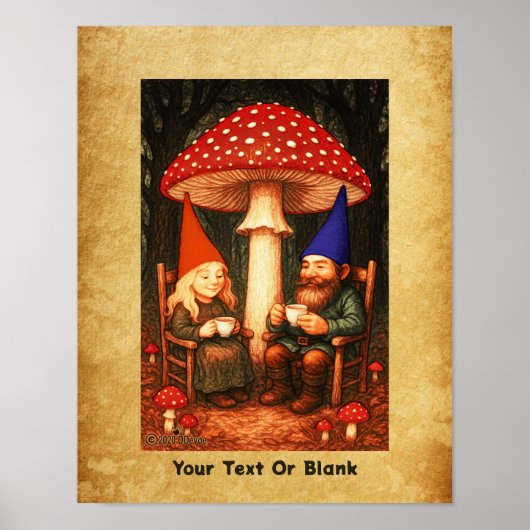 Amanita Mushroom und Gnomes Poster (Vorne)
