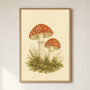 Amanita-Paar-Aquarell Cottagecore-Kunstposter Poster