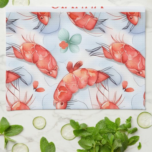 Amano Shrimp Wasserfarbiges Muster Geschirrtuch (Gefaltet)