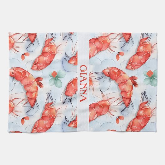 Amano Shrimp Wasserfarbiges Muster Geschirrtuch (Horizontal)