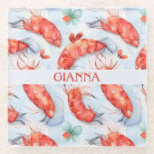 Amano Shrimp Wasserfarbiges Muster Glasuntersetzer (Vorderseite)