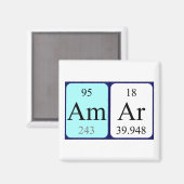 Amar-Magnet für den periodischen Tabellennamen Magnet (Vorderseite/Rückseite)