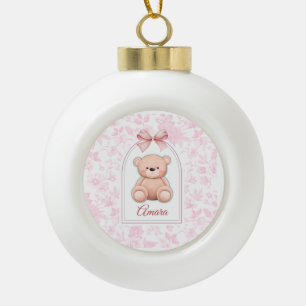 Amara   Benutzerdefiniertes rosa Teddy-Bär-Kinderz Keramik Kugel-Ornament