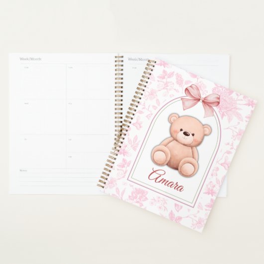 Amara | Benutzerdefiniertes rosa Teddy-Bär-Kinderz Planer (Anzeige)