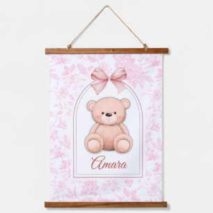 Amara Benutzerdefiniertes rosa Teddy-Bär-Kinderz Wandteppich Mit Holzrahmen