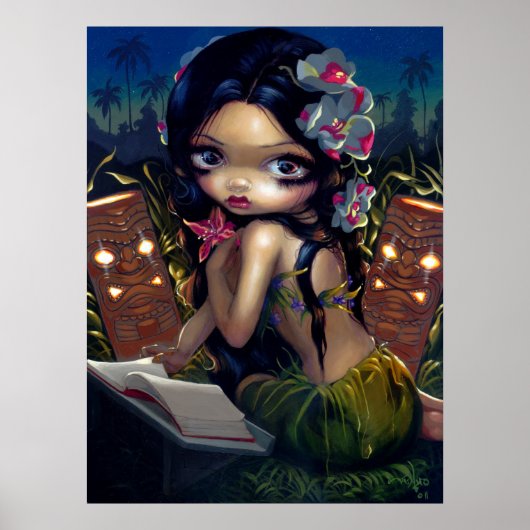 Amara und das Buch ART PRINT menehune tiki lowbrow Poster (Vorne)