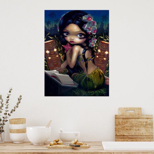 Amara und das Buch ART PRINT menehune tiki lowbrow Poster (Küche)