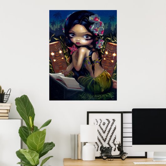 Amara und das Buch ART PRINT menehune tiki lowbrow Poster (Heimbüro)