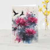 Amaranth - Aquarellblumen Karte (Gelbe Blume)