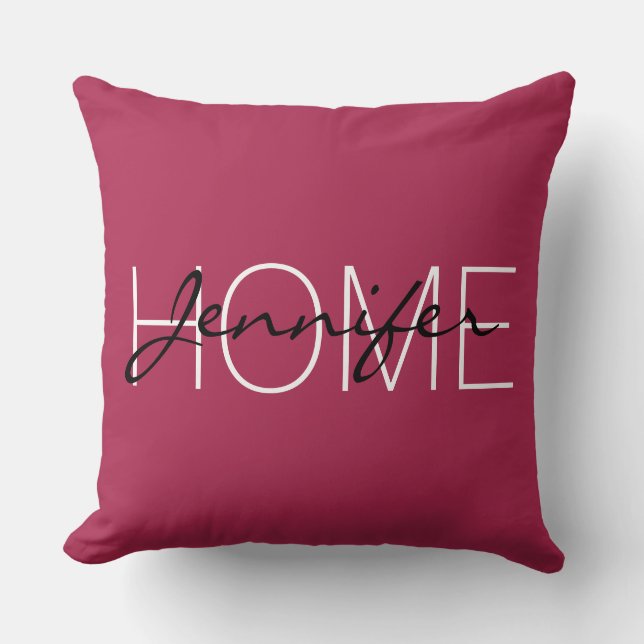 Amaranth deep pink color Zuhause monogram Kissen (Vorderseite)