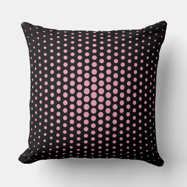 Amaranth pink Techno Dots Modern Black Kissen (Vorderseite)
