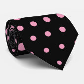 Amaranth pink Techno Dots Modern Black Krawatte (Gerollt)