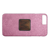 Amaranth rosa Leather Look Monogram Case-Mate iPhone Hülle (Rückseite (Horizontal))