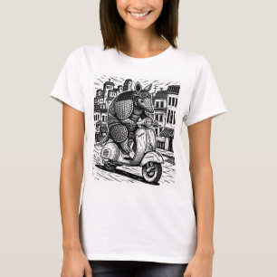 Amardillo fährt auf einem Vespa T-Shirt