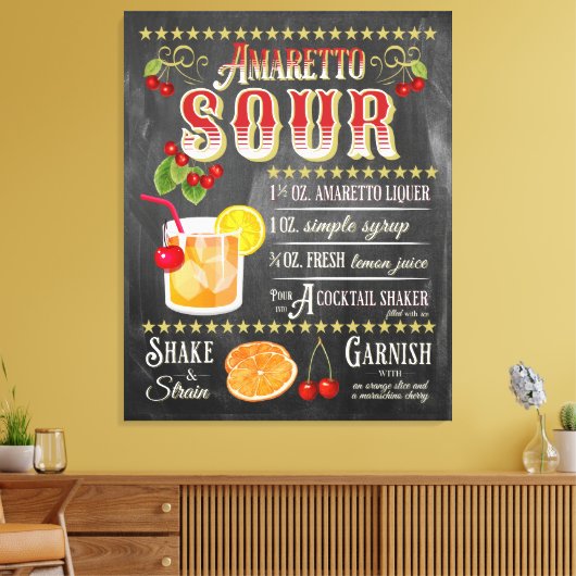 Amaretto Sour Chalkboard Rezept Leinwanddruck (Insitu (Wohnzimmer))