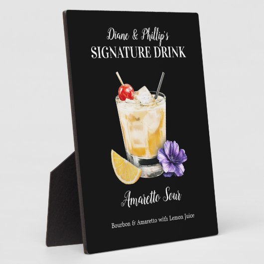 Amaretto Sour Drink Signature-Zeichen individuell Fotoplatte (Seite)