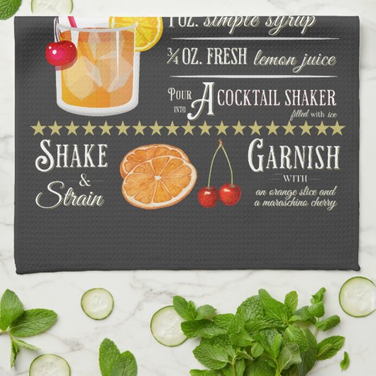 Amaretto Sour Recipe Geschirrtuch (Gefaltet)