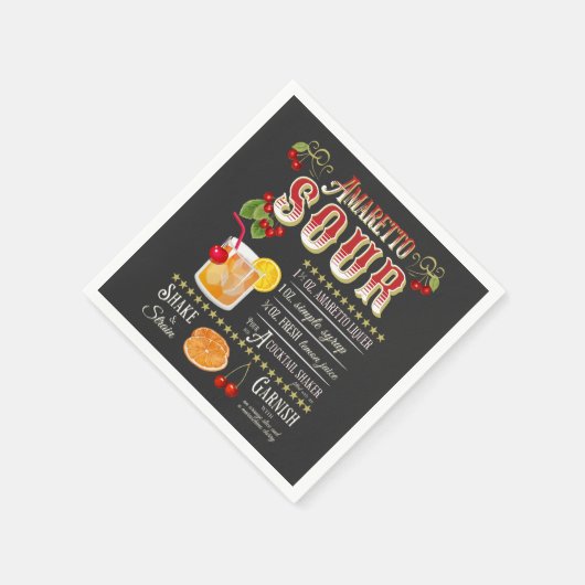 Amaretto Sour Recipe Serviette (Ecke)
