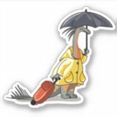 Amargasaurus mit Regenschirm und Koffer. Aufkleber (Vorderseite)
