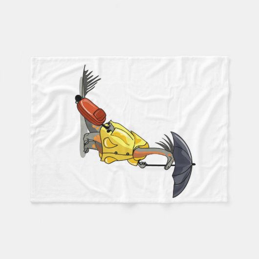 Amargasaurus mit Regenschirm und Koffer. Fleecedecke (Vorderseite (Horizontal))