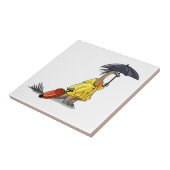 Amargasaurus mit Regenschirm und Koffer. Fliese (Seite)