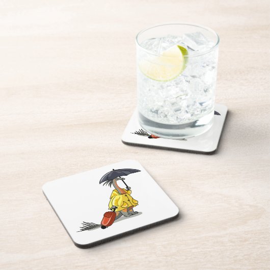 Amargasaurus mit Regenschirm und Koffer. Getränkeuntersetzer (Rechte Seite)