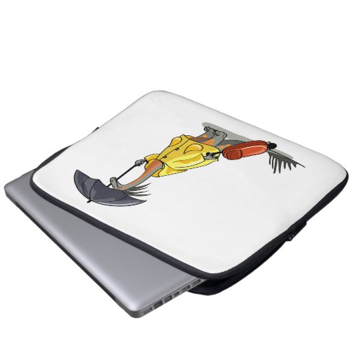 Amargasaurus mit Regenschirm und Koffer. Laptopschutzhülle (Vorne Knopf)