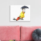 Amargasaurus mit Regenschirm und Koffer. Leinwanddruck (Insitu (Wohnzimmer))