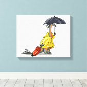 Amargasaurus mit Regenschirm und Koffer. Leinwanddruck (Insitu (Holzboden))