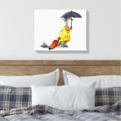 Amargasaurus mit Regenschirm und Koffer. Leinwanddruck (Insitu (Schlafzimmer))