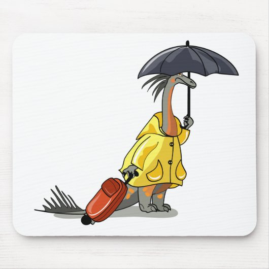 Amargasaurus mit Regenschirm und Koffer. Mousepad (Vorne)