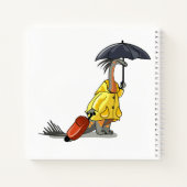 Amargasaurus mit Regenschirm und Koffer. Notizblock (Rückseite)