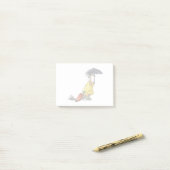 Amargasaurus mit Regenschirm und Koffer. Post-it Klebezettel (Auf Schreibtisch)