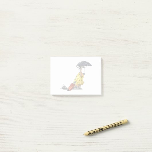 Amargasaurus mit Regenschirm und Koffer. Post-it Klebezettel (Auf Schreibtisch)
