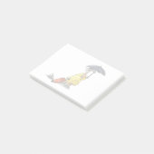 Amargasaurus mit Regenschirm und Koffer. Post-it Klebezettel (angewinkelt)