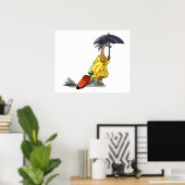 Amargasaurus mit Regenschirm und Koffer. Poster (Heimbüro)